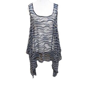 Alberto Makali sleeveless blue brown crotchet top tunic chain back flowy y2k  XL